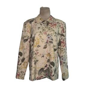 Appleseed's beige floral long sleeves blazer jacket size 16M